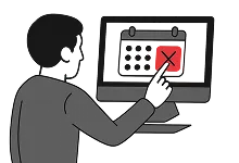 A man canceling an appointment on his computer