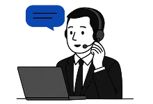 A man wearing a headset taking a call from his computer