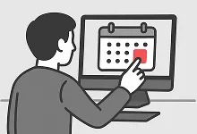 A man scheduling an appointment on his computer