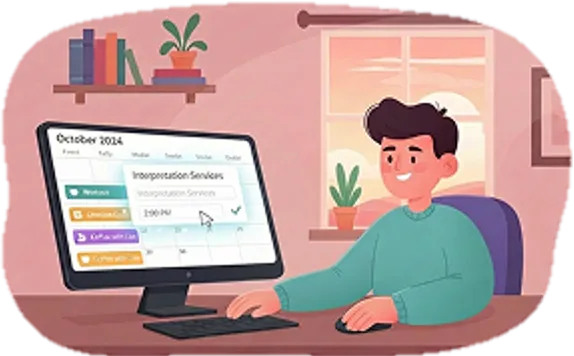 Image of a man using his computer calendar.
